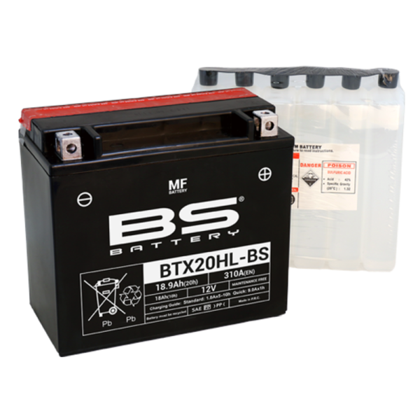 Batterie BS BATTERY Sans entretien avec pack acide - BTX20HL
