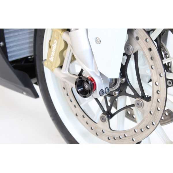 Protections fourche et bras oscillant (axe de roue) GILLES TOOLING GTA noir/rouge BMW