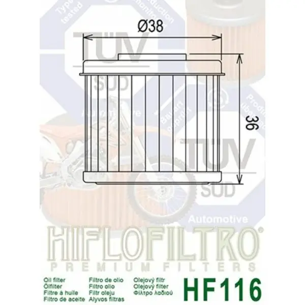 Filtre à huile HIFLOFILTRO - HF116