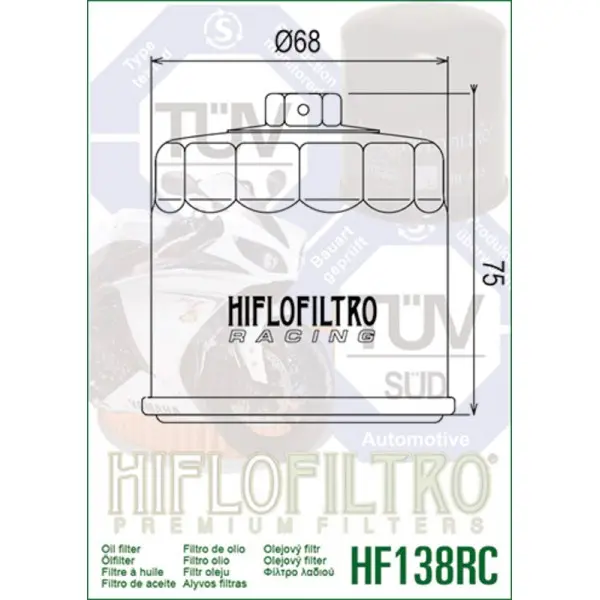 Filtre à huile HIFLOFILTRO Racing - HF138RC