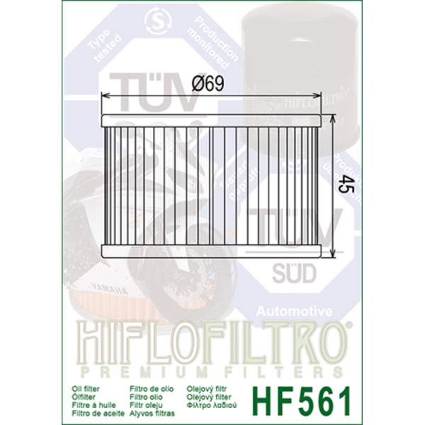 Filtre à huile HIFLOFILTRO - HF561 Kymco 250 Venox