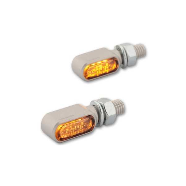 Clignotants LED CNC HIGHSIDER Little Bronx, argent, verre teinté, homologués E, la paire