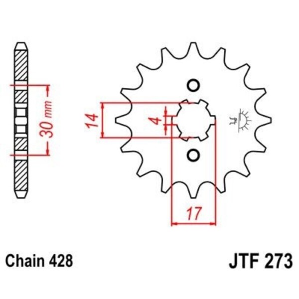 Kit chaîne JT/JT 428HDR 15/37 standard - couronne standard
