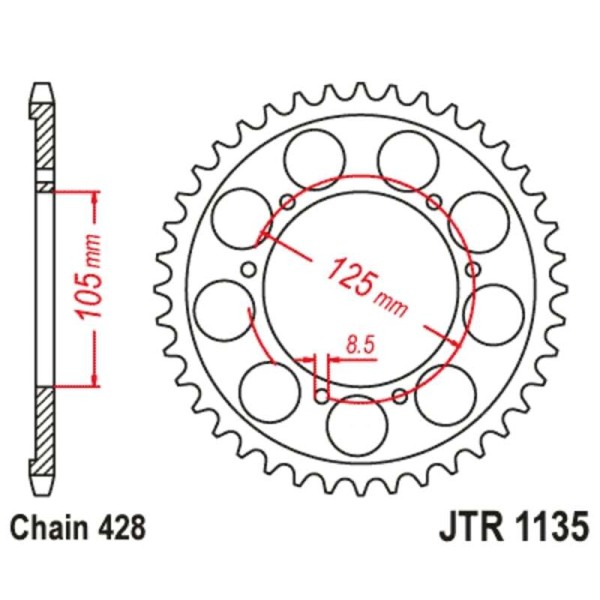 Kit chaîne JT/JT 428HDS 13/62 standard - couronne standard