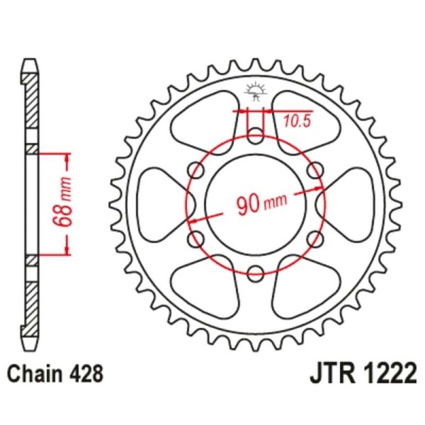 Kit chaîne JT/JT 428HDR 15/48 standard - couronne standard
