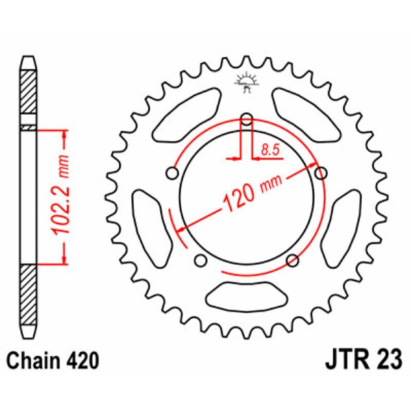 Kit chaîne JT/JT 428HDR 12/47 standard - couronne standard