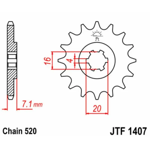 Pignon JT SPROCKETS acier standard 1407 - 520