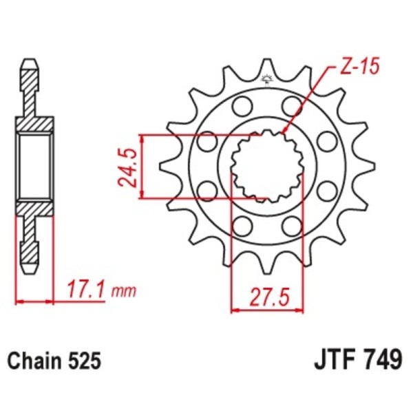 Pignon JT SPROCKETS acier standard 749 - 525