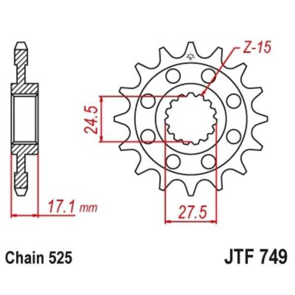 Pignon JT SPROCKETS acier standard 749 - 525