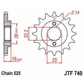 Pignon JT SPROCKETS acier standard 740 - 525