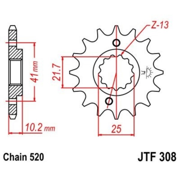 Pignon JT SPROCKETS acier anti-bruit 308 - 520