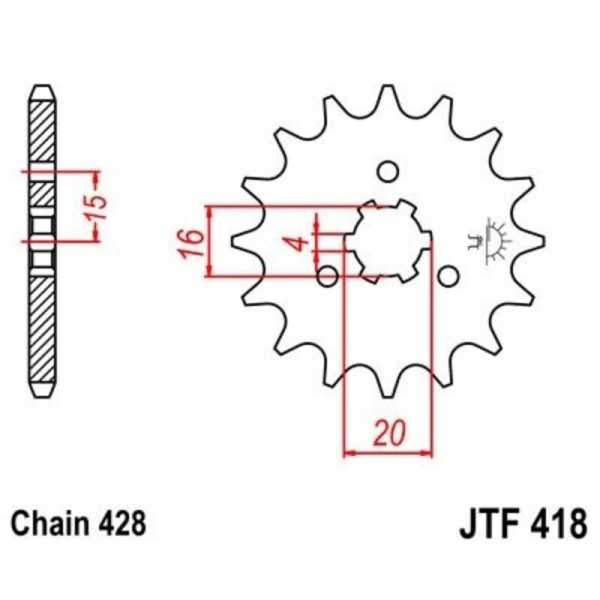 Pignon JT SPROCKETS acier standard 418 - 428