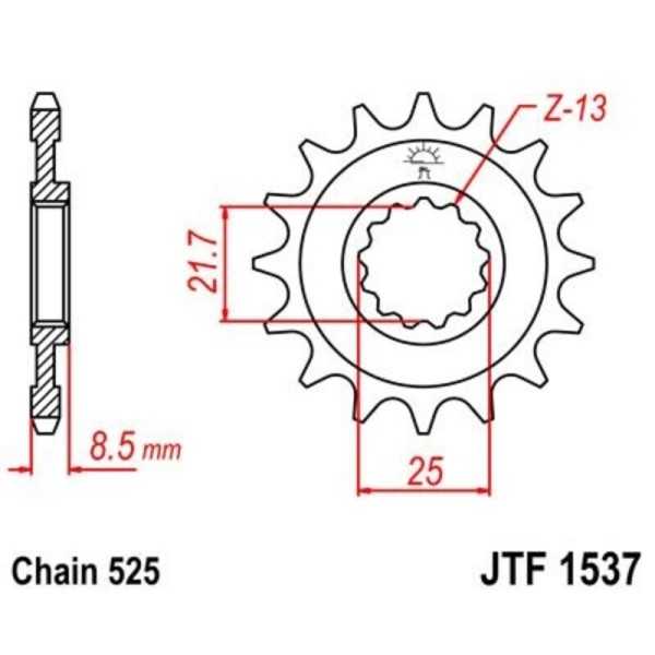 Pignon JT SPROCKETS acier anti-bruit 1537 - 525