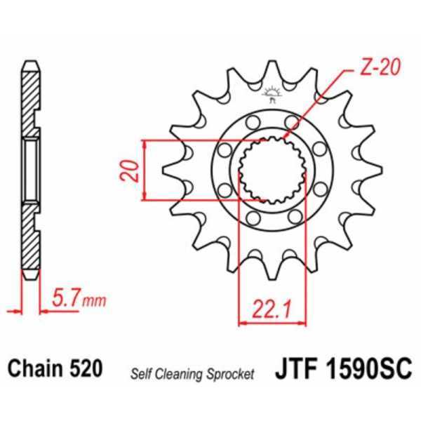 Pignon JT SPROCKETS acier anti-boue 1590 - 520