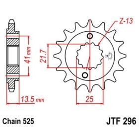 Pignon JT SPROCKETS acier anti-bruit 296 - 525