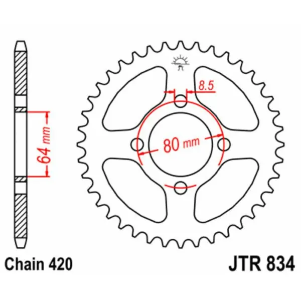 Couronne JT SPROCKETS acier standard 834 - 420