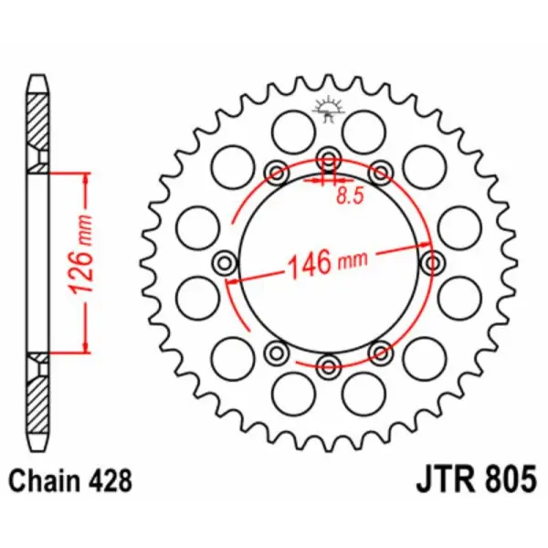 Couronne JT SPROCKETS acier standard 805 - 428