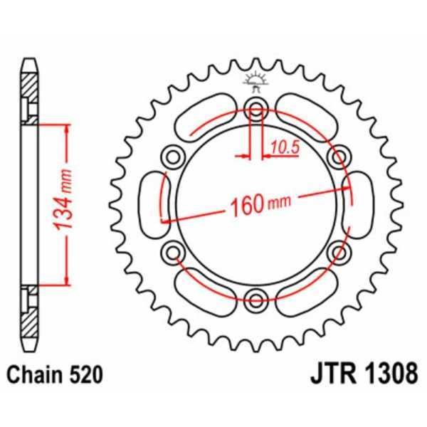 Couronne JT SPROCKETS acier standard 1308 - 520