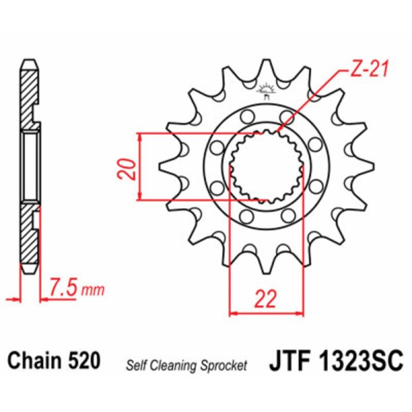 Pignon JT SPROCKETS acier anti-boue 1323 - 520