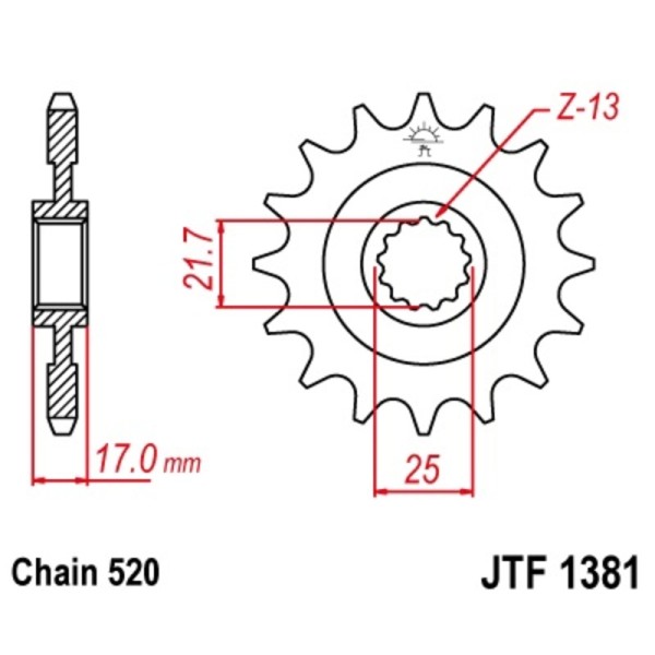 Pignon JT SPROCKETS acier standard 1381 - 520