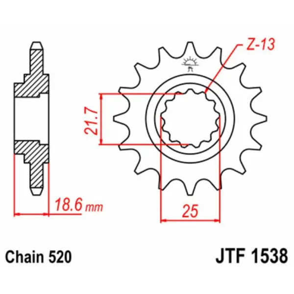 Pignon JT SPROCKETS acier standard 1538 - 520