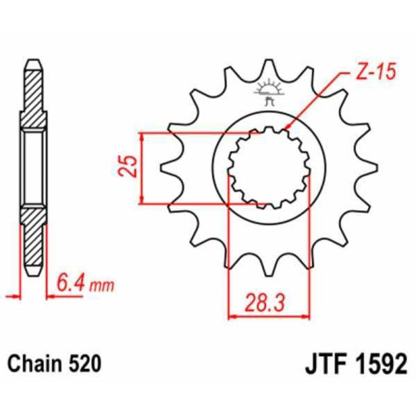 Pignon JT SPROCKETS acier standard 1592 - 520