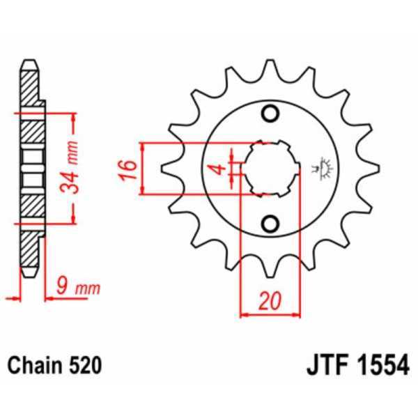Pignon JT SPROCKETS acier standard 1554 - 520