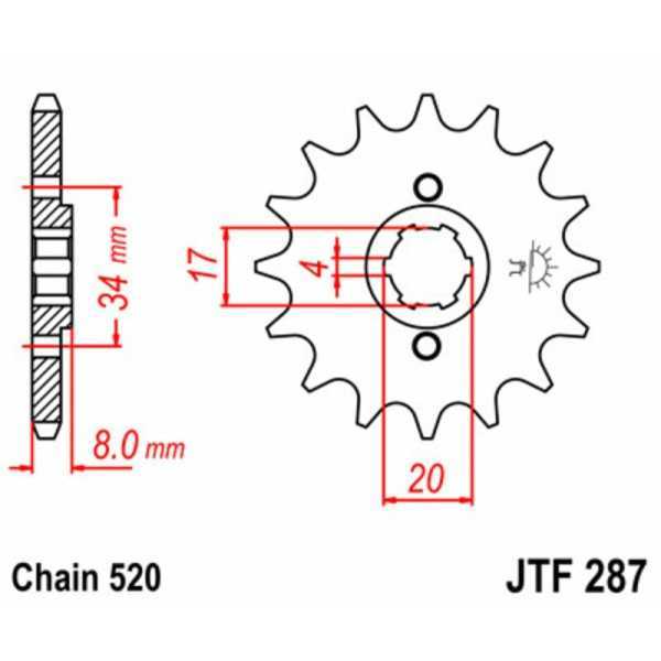 Pignon JT SPROCKETS acier standard 287 - 520