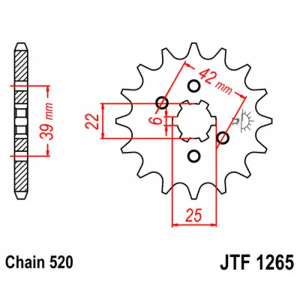 Pignon JT SPROCKETS acier standard 1265 - 520