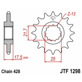 Pignon JT SPROCKETS acier standard 1298 - 520