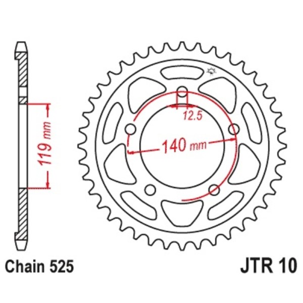 Couronne JT SPROCKETS acier standard 10 - 525