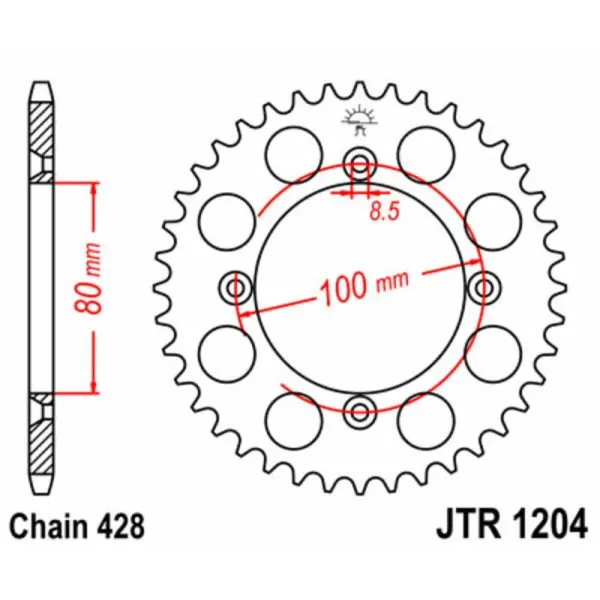Couronne JT SPROCKETS acier standard 1204 - 428