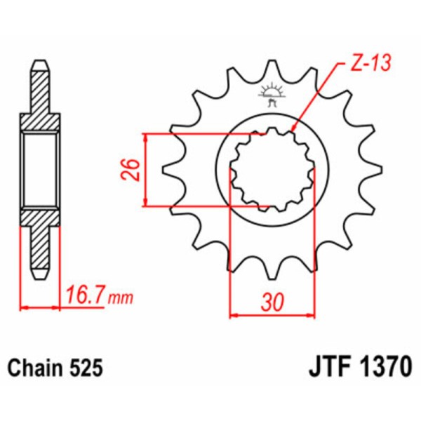 Pignon JT SPROCKETS acier standard 1370 - 525