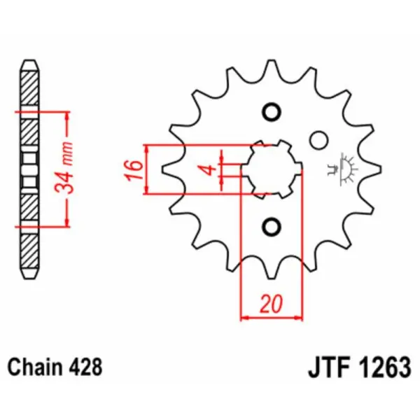 Pignon JT SPROCKETS acier standard 1263 - 428
