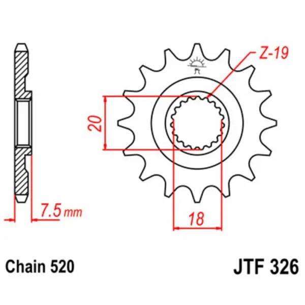 Pignon JT SPROCKETS acier standard 326 - 520
