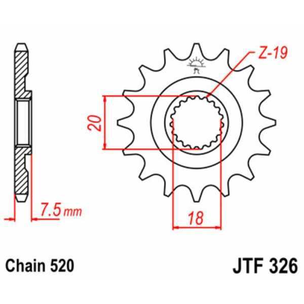 Pignon JT SPROCKETS acier standard 326 - 520