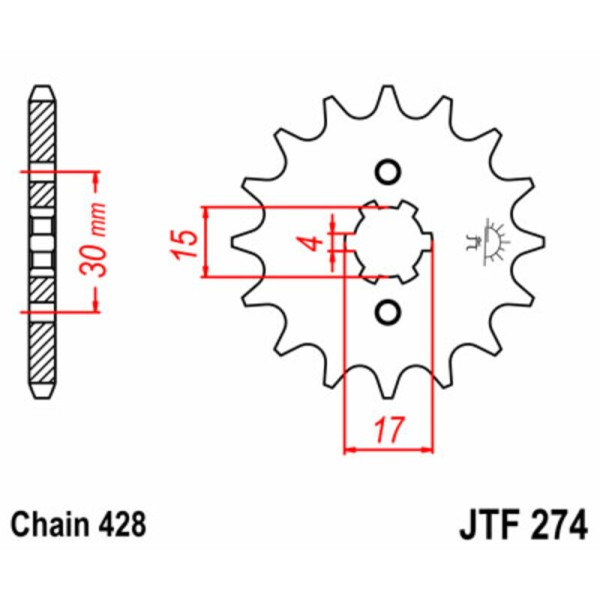 Pignon JT SPROCKETS acier standard 274 - 428