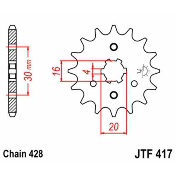 Pignon JT SPROCKETS acier standard 417 - 428