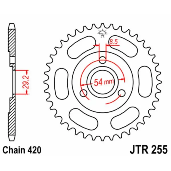 Couronne JT SPROCKETS acier standard 255 - 420