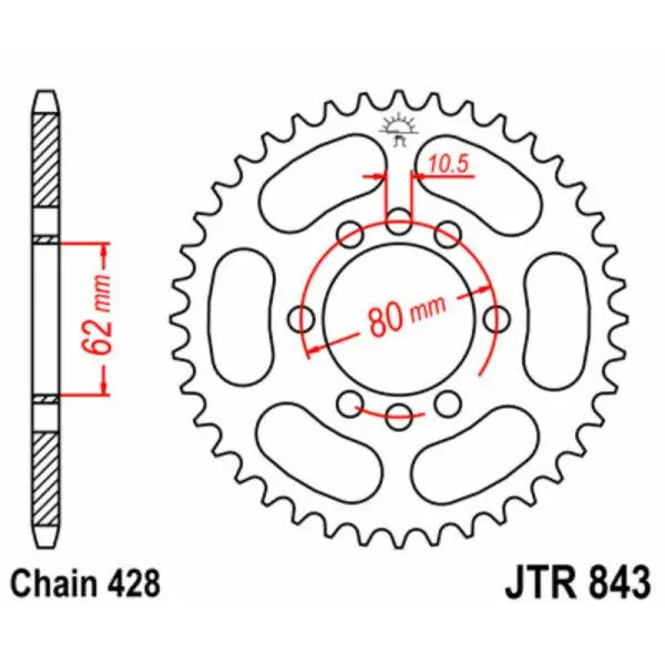 Couronne JT SPROCKETS acier standard 843 - 428