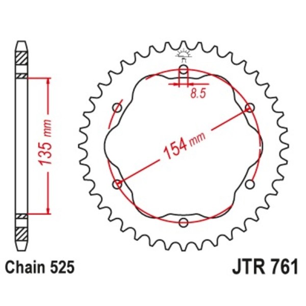 Couronne JT SPROCKETS acier standard 761 - 525