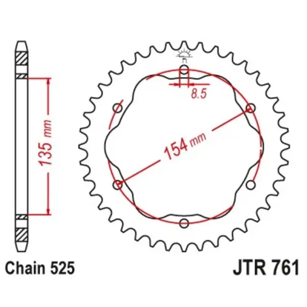 Couronne JT SPROCKETS aluminium 761 - 525