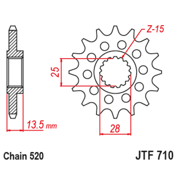 Pignon JT SPROCKETS acier anti-bruit 710 - 520