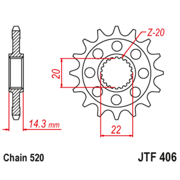 Pignon JT SPROCKETS acier anti-bruit 406 - 520