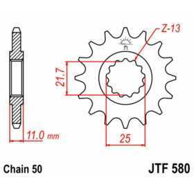 Pignon JT SPROCKETS acier standard 580 - 520