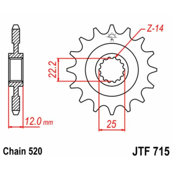 Pignon JT SPROCKETS acier standard 715 - 520