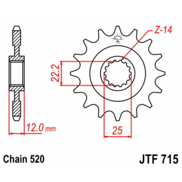 Pignon JT SPROCKETS acier standard 715 - 520