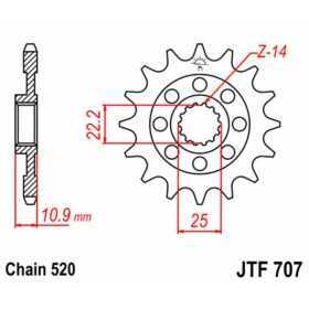Pignon JT SPROCKETS acier standard 707 - 520