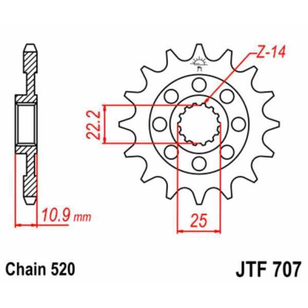 Pignon JT SPROCKETS acier standard 707 - 520