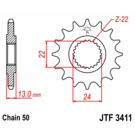 Pignon JT SPROCKETS acier standard 3411 - 520
